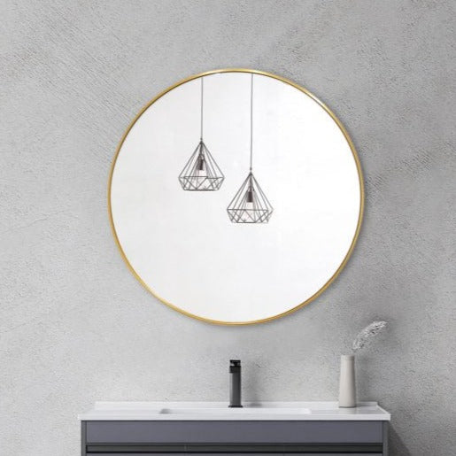 Hot Sale! Round Aluminum Framed Mirrors in 600mm, 750mm, 900mm with Brushed Gold Finish