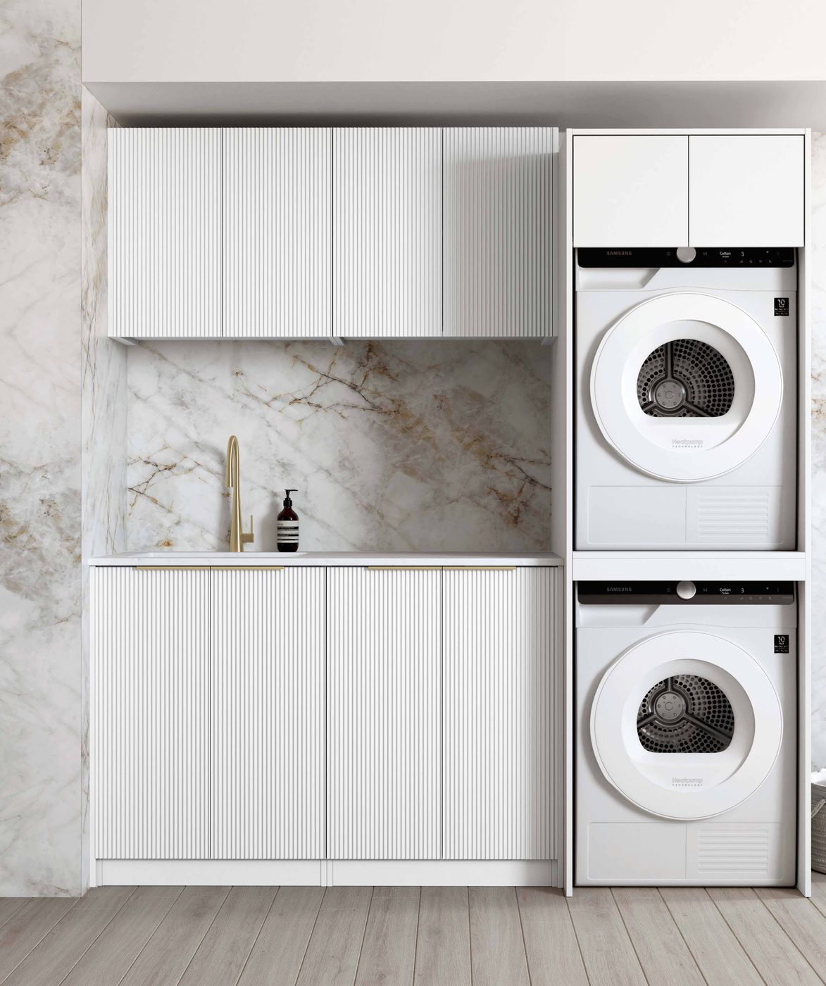 Hot Deal! Noosa White 1960x600x2100 Laundry Cabinet Set (Style C)