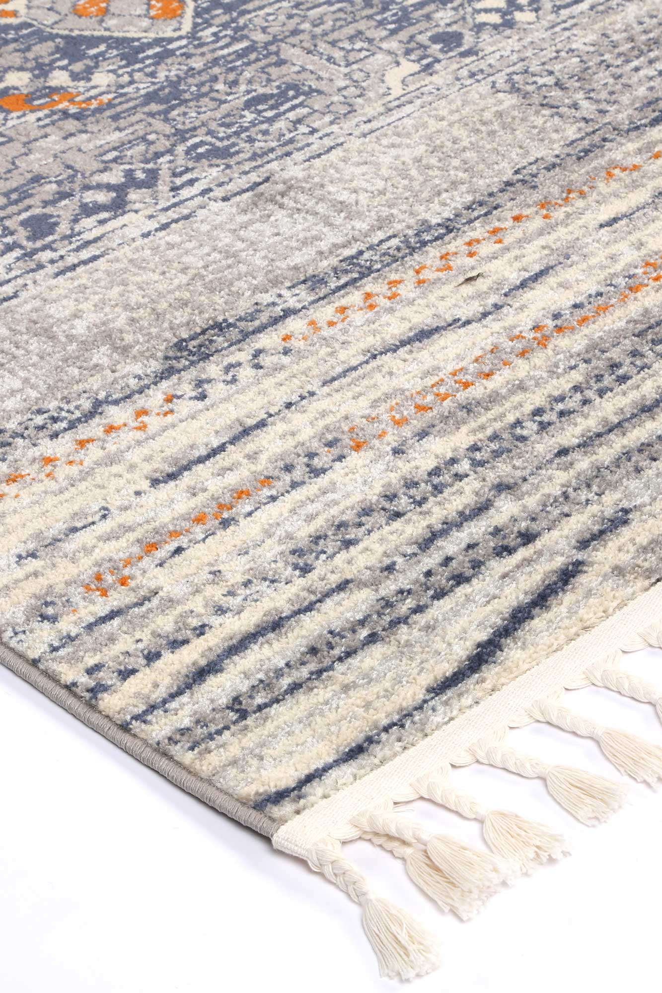 Peru Santiago Blue & Cream Rug: Contemporary & Long - lasting