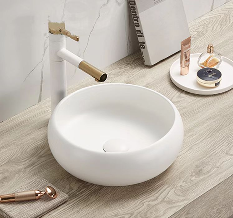 Hot Deal! POSEIDON Round Matte White Ceramic Above - Counter Basin (360x360x120)