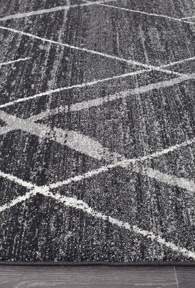 Contemporary Oasis Noah Charcoal Polypropylene Rug with Various Shapes