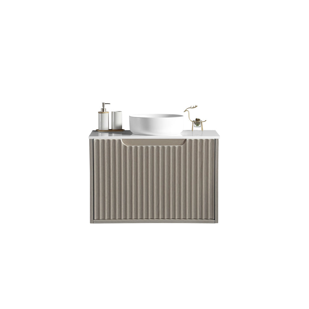 Get Stylish Fluted Rhea Wall-Hung Vanity in Natural Oak (All Sizes)