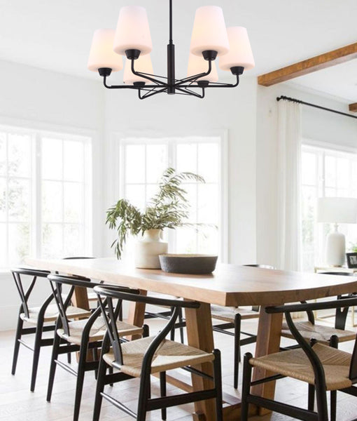 Exclusive Offer! Traditional Interior Opal Glass 6-Lamp Pendant Lights by ABBEY