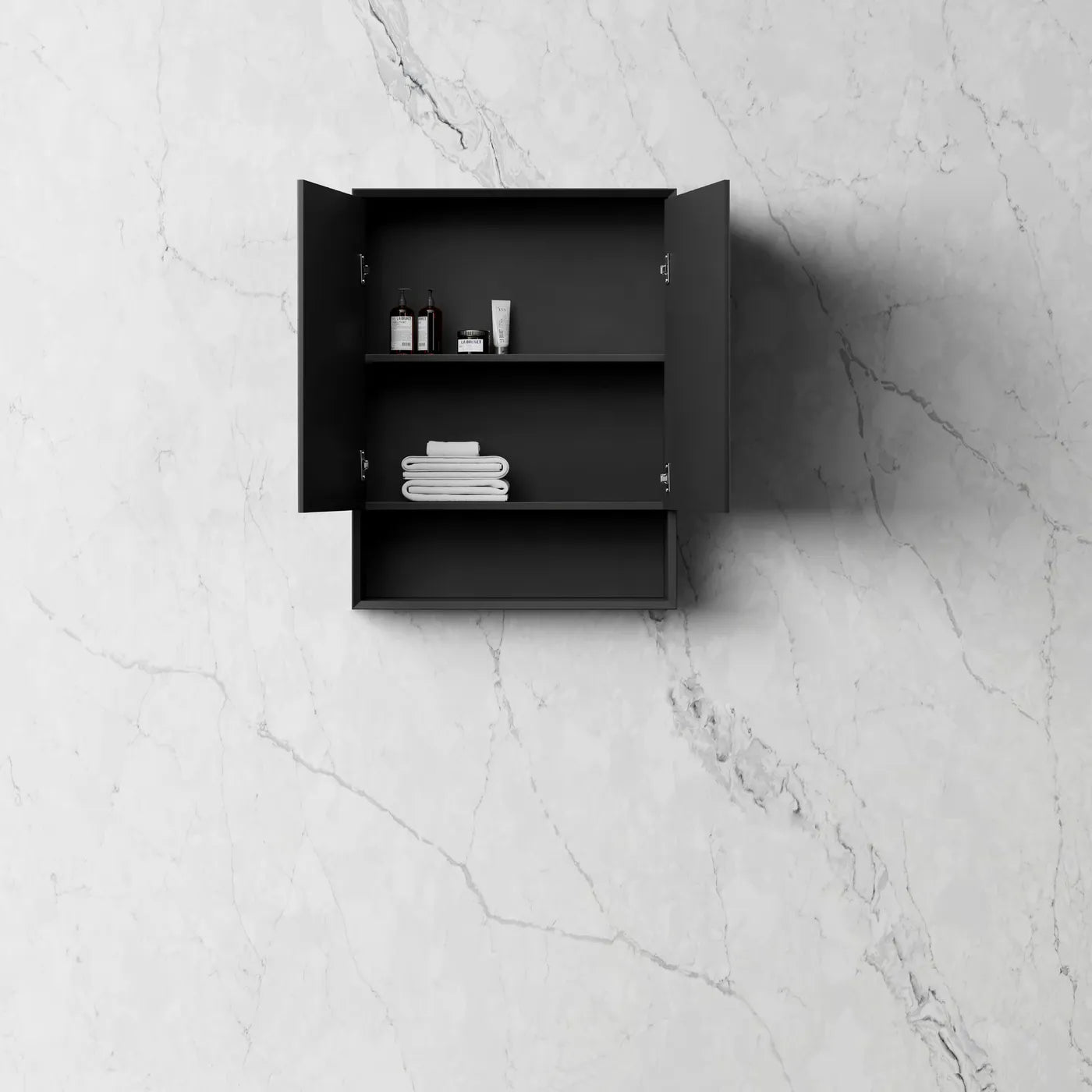 Hot Sale! MARLO 600mm Matte Black Wall - Mounted Mirror Shaving Cabinet for Modern Bathrooms