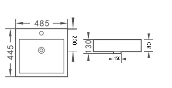 Hot Sale! Rectangle POSEIDON Insert Basin (485x445x130)