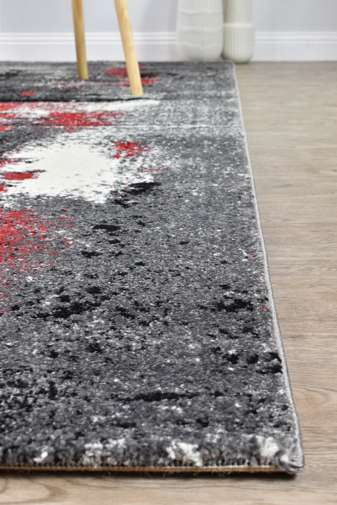 Stylish Novus 53A Rug in Grey and Red Tones