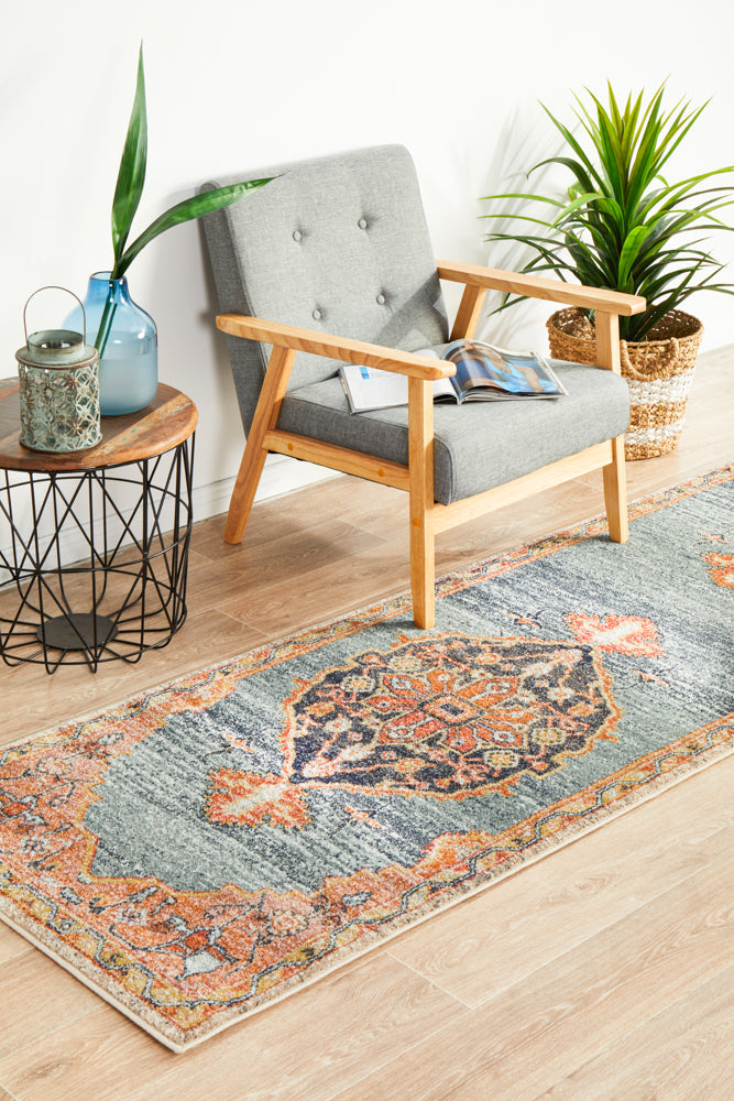 Premium Legacy 862 Multi - colored Rust Runner Rug with Dual Floral Medallions