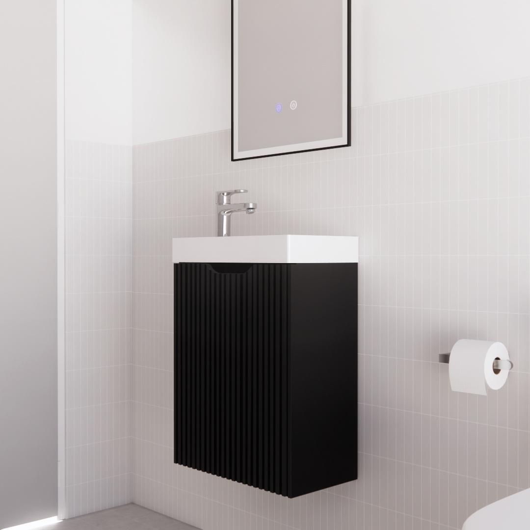 Hot Sale! ABS Matte Black Vienna Mini Wall - Hung Single - Bowl Vanity 450 for Small Bathrooms