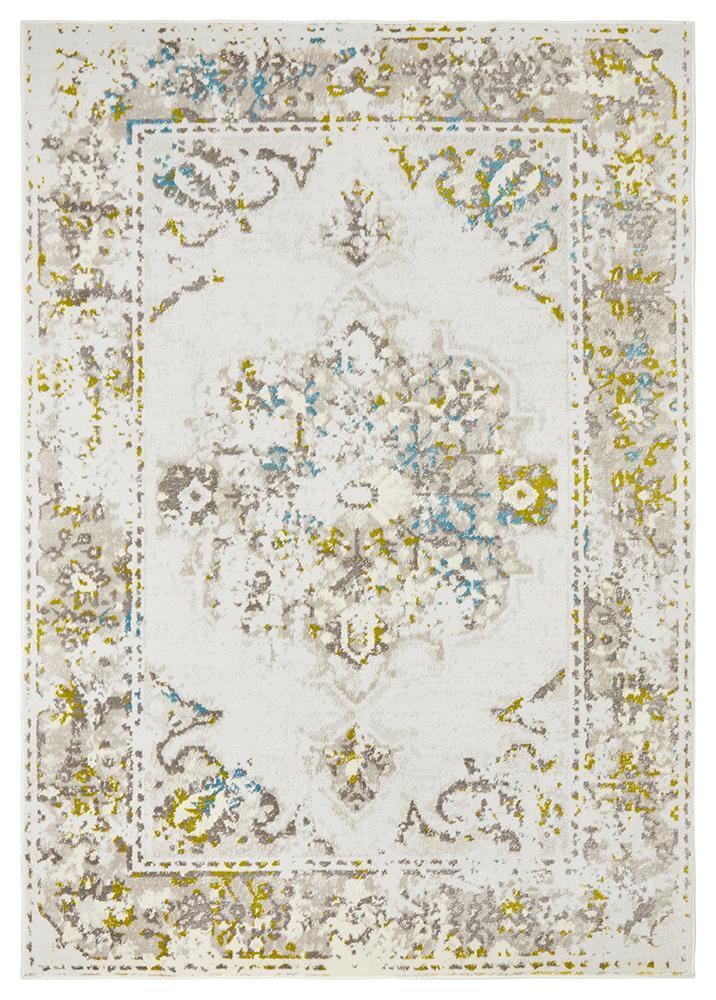 Alexa Transitional Area Rug in White, Green and Blue - Ideal for Living Spaces