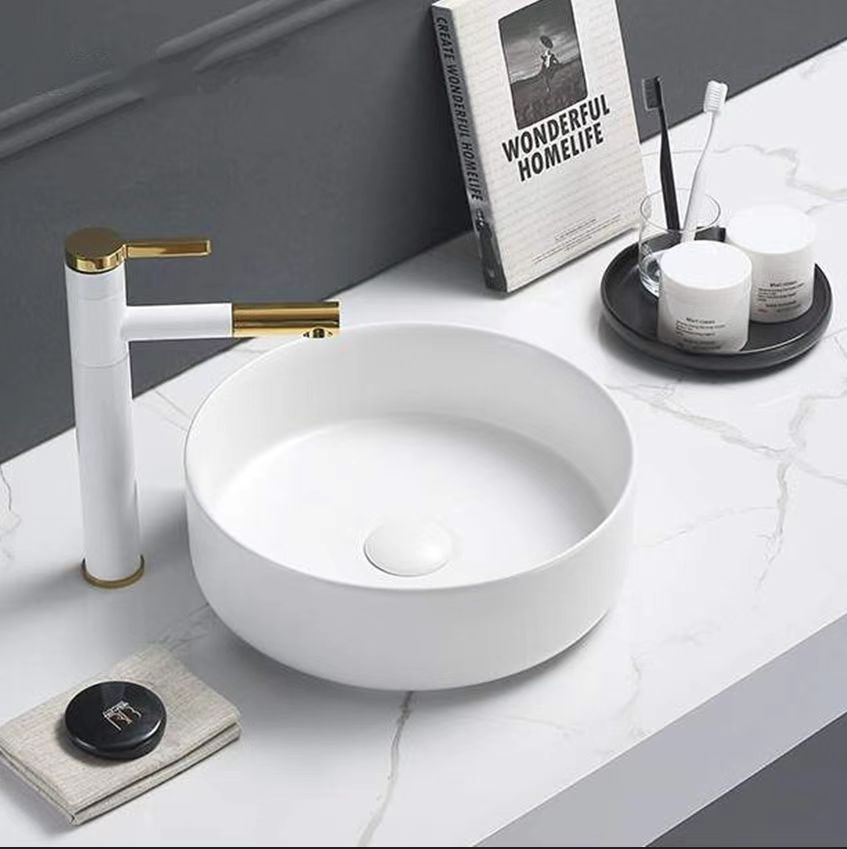 Matte White Round Ceramic Basin POSEIDON (346x346x114)