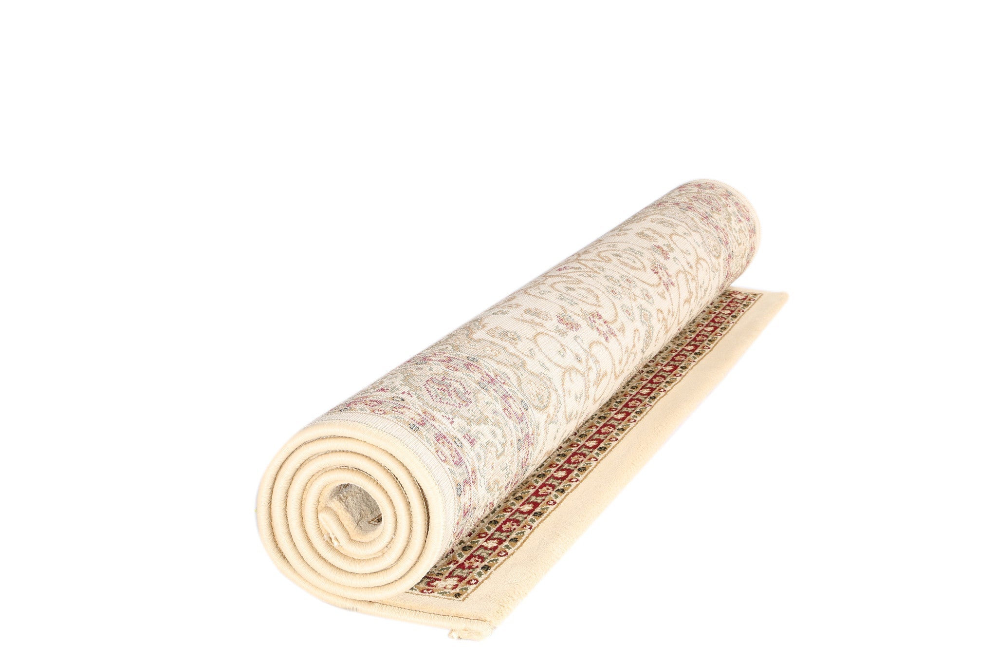Elegant Cream - Bordered Modern - Traditional Flowered Washable Rug