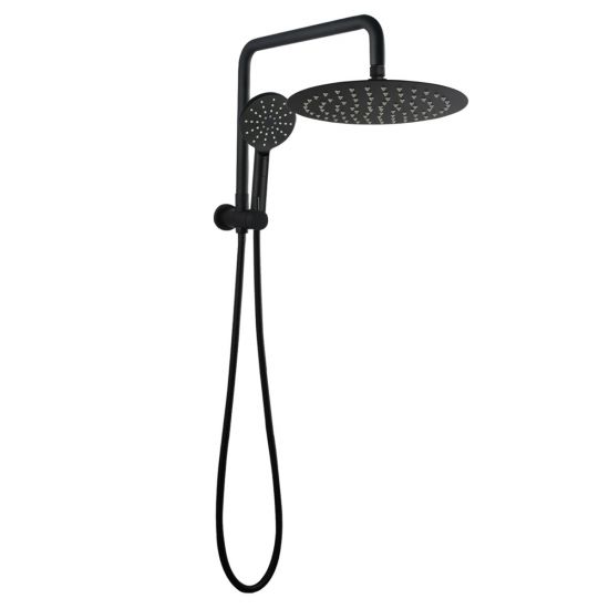 Hot Sale! AQU 10 Matte Black Round Shower Station with Top Water Inlet and Handheld Spray