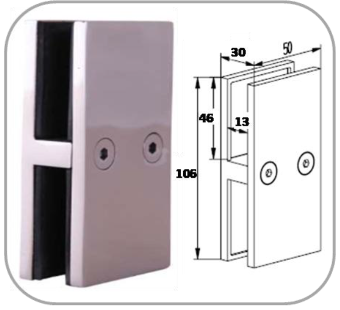 Heavy - Duty 180° Glass to Square Post Pool Hinge with 20mm Thick Spring