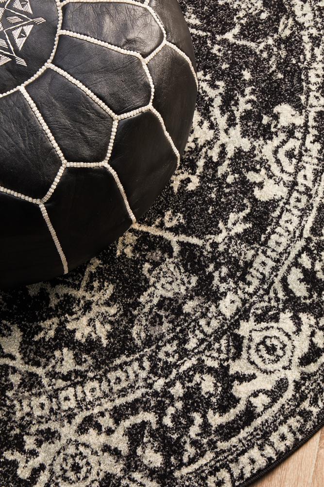 Hot Deal! Evoke Charcoal Round Transitional Rug