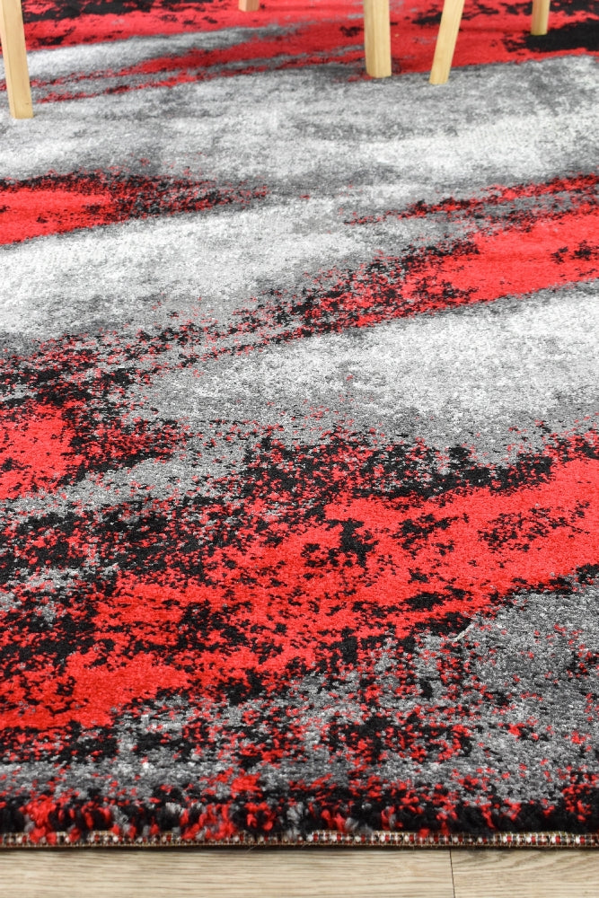 Hot Sale! Contemporary Novus 98A Grey and Red Machine - Woven Rug from Turkey