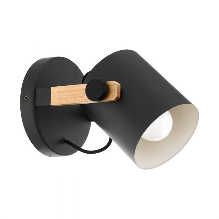 Stylish Steel Black HORNWOOD Wall Light with Timber Accents