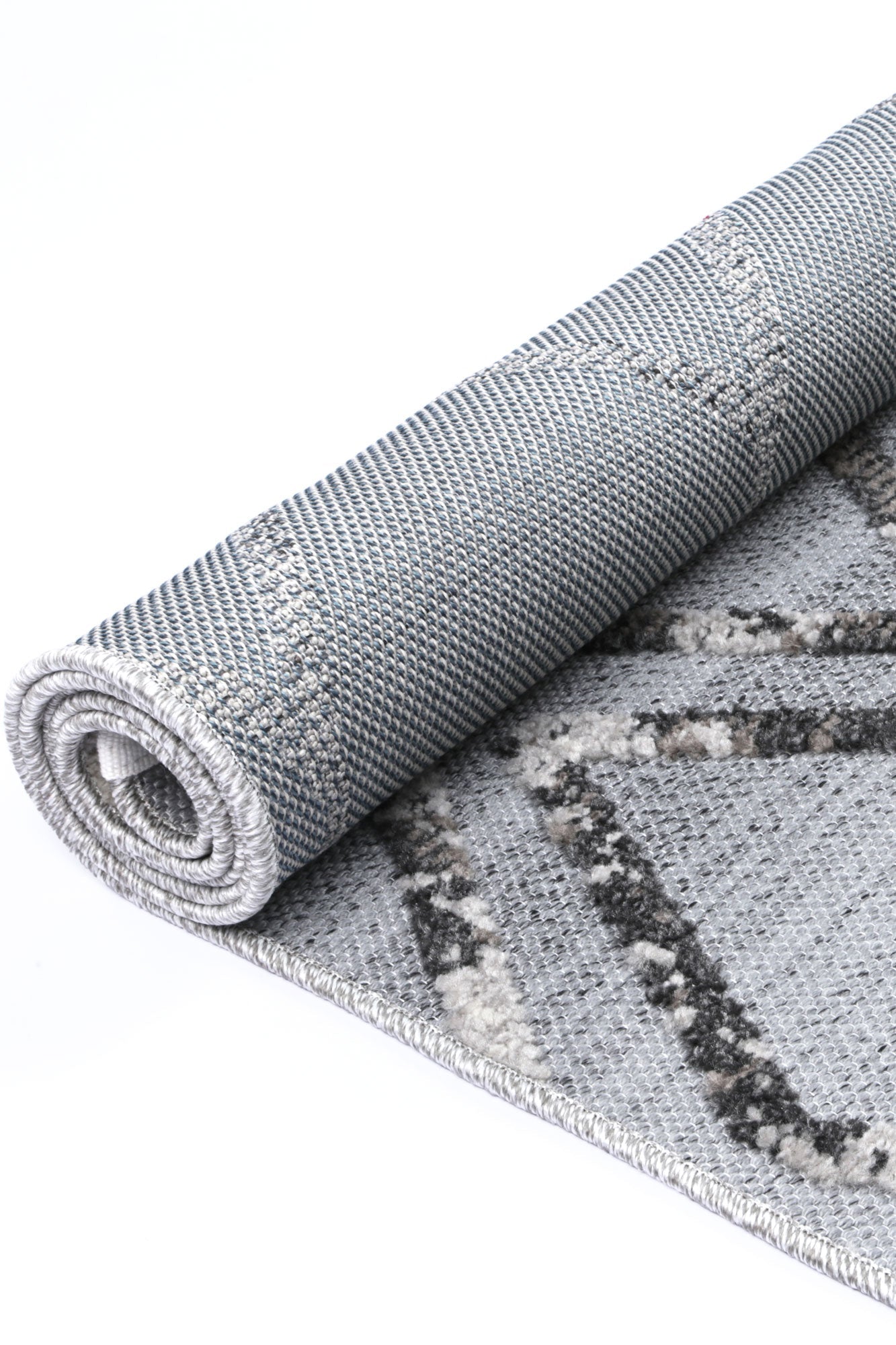 Nefeli Anthracite Diamond Polypropylene Rug for High - Traffic Areas