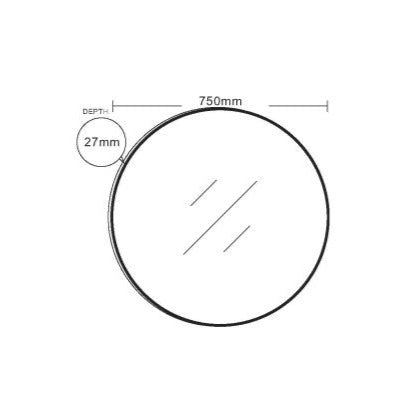 Matte Black Aluminum Framed Round Mirrors in 600mm, 750mm, 900mm Sizes