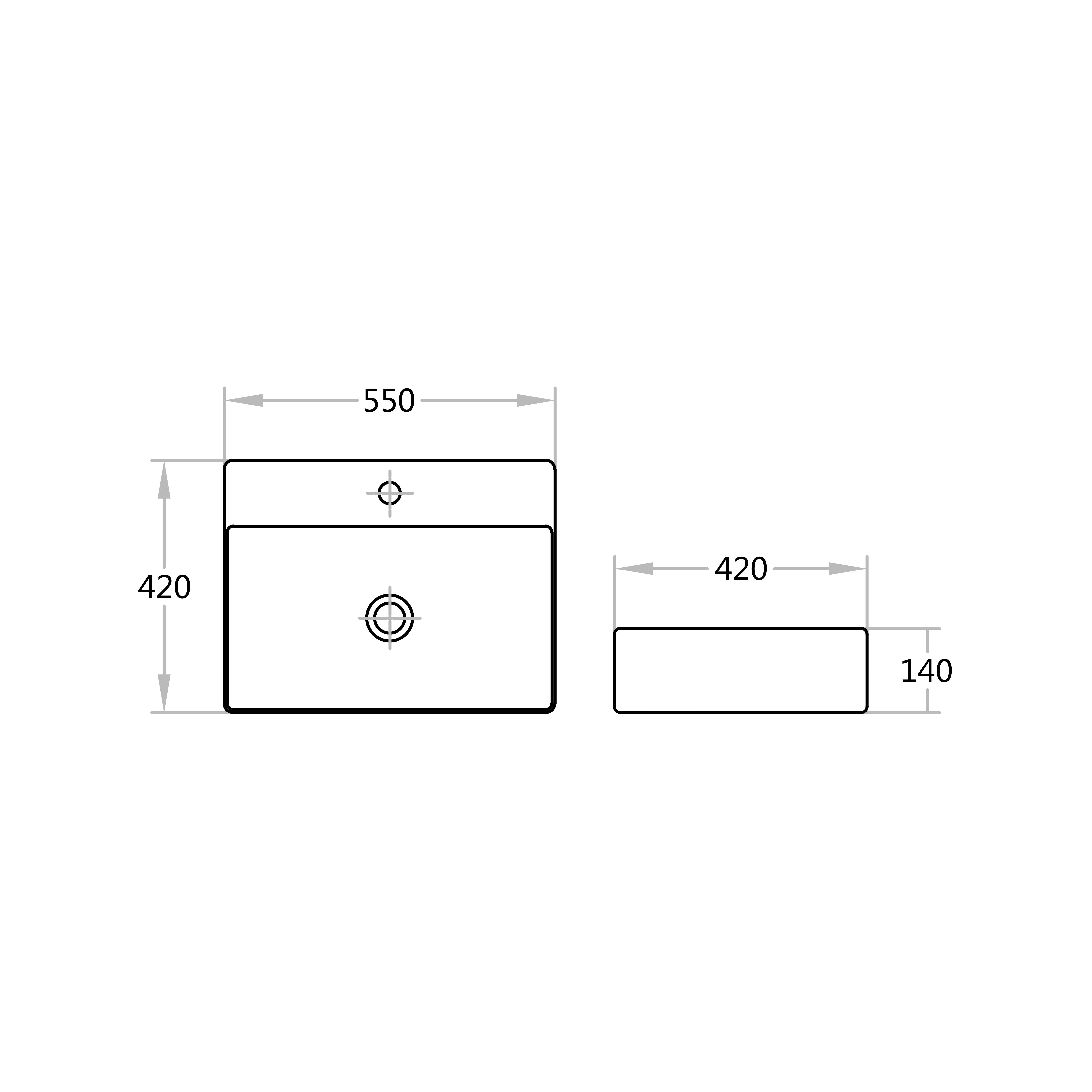 POSEIDON 550mm Ultra-Slim Rectangle Wall-Hung/Above Basin