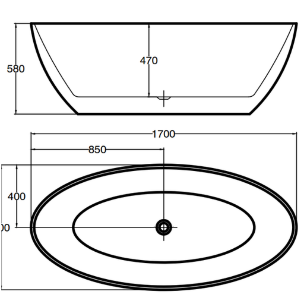 HAMILTON High - Gloss White Freestanding Oval Egg - Shaped Bathtub