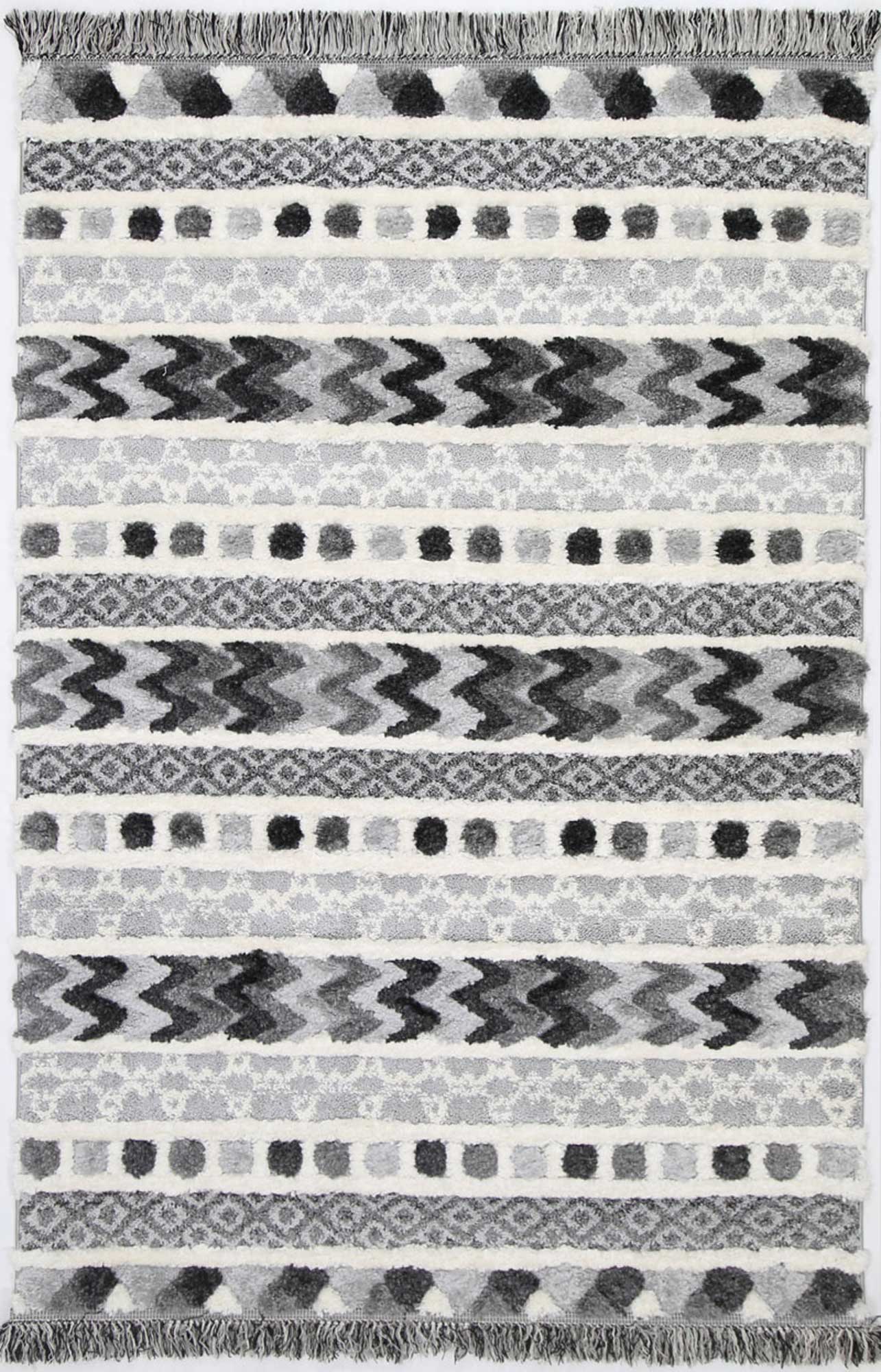 Hot! Mono Tribal Carved Cream Anthracite Rug