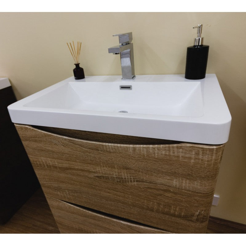 Hot Deal! ANCONA 600mm White Oak Wall - Hung Vanity