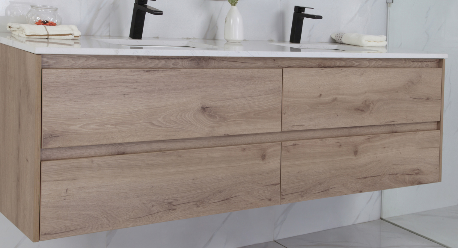 Exclusive MAX MDF Wall Hung Vanity in Natural Oak (All Sizes)