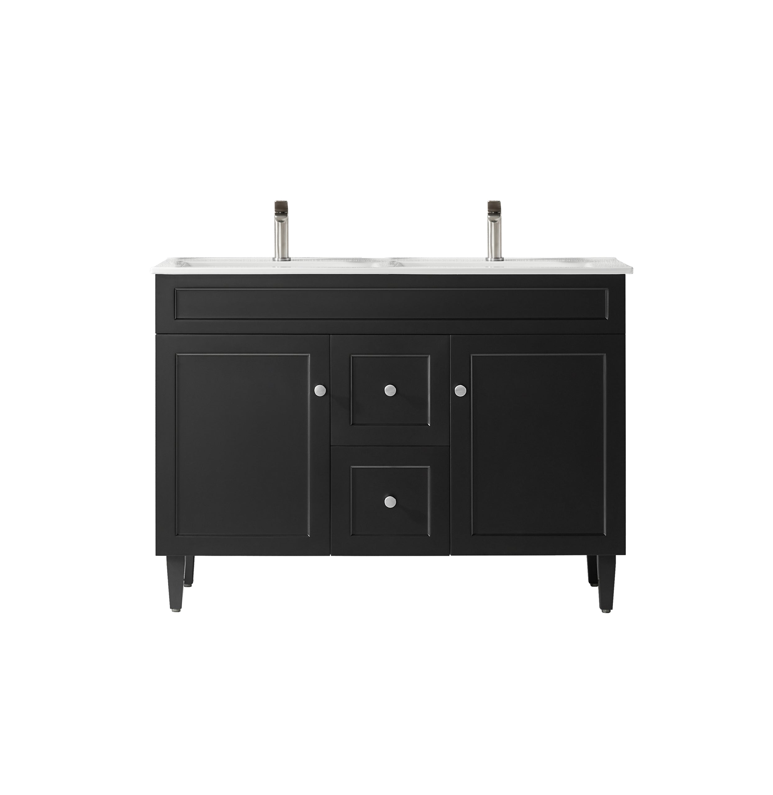 Hot! 1200mm Double Bowl Matte Black Harrington PVC Floor Cabinet Vanity