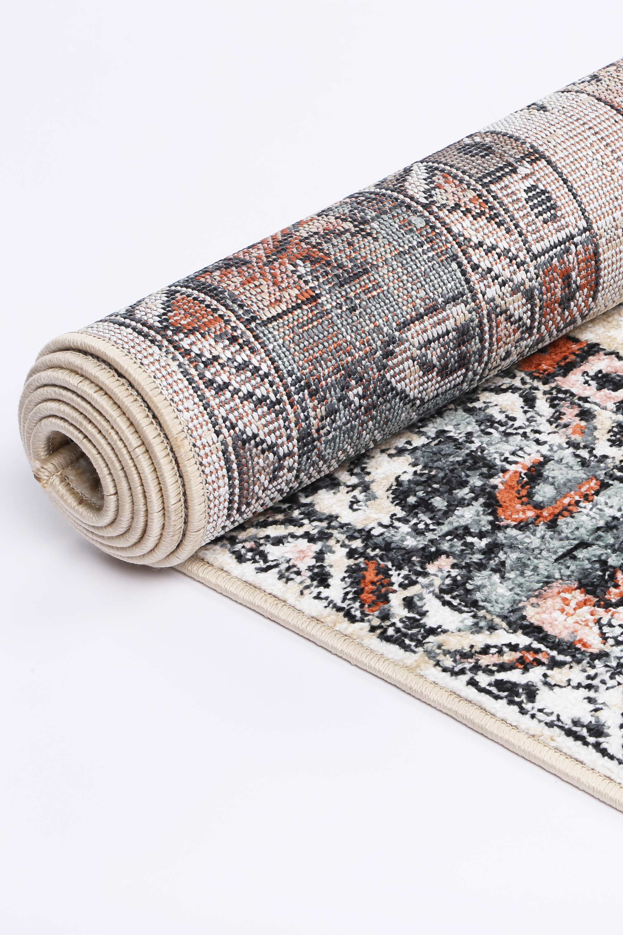 Traditional Anatolia Beige and Black High - Grade Polypropylene Rug for High Traffic Areas