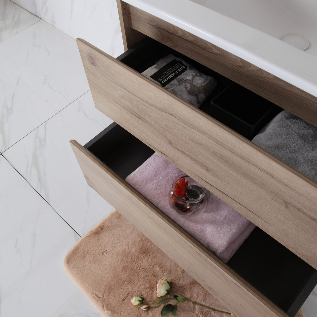 Exclusive MAX MDF Wall Hung Vanity in Natural Oak (All Sizes)