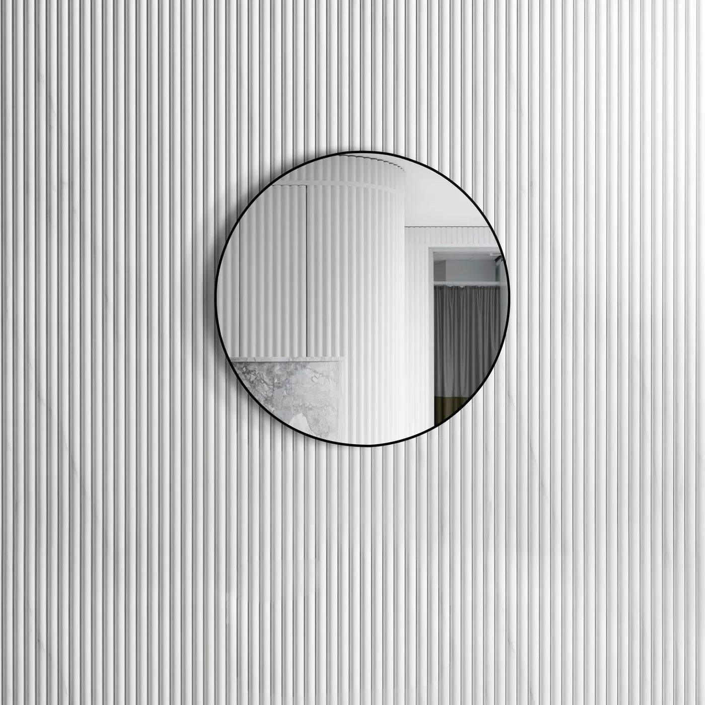 Hot! 700mm Matte Black London Round Mirror