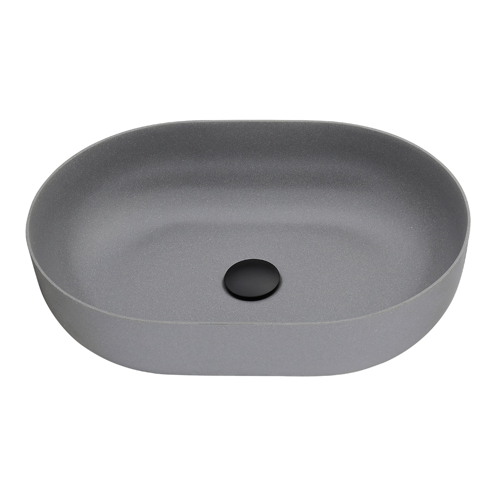 Oval 508x361x140 Poseidon Matte Grey Quartz Bathroom Basin