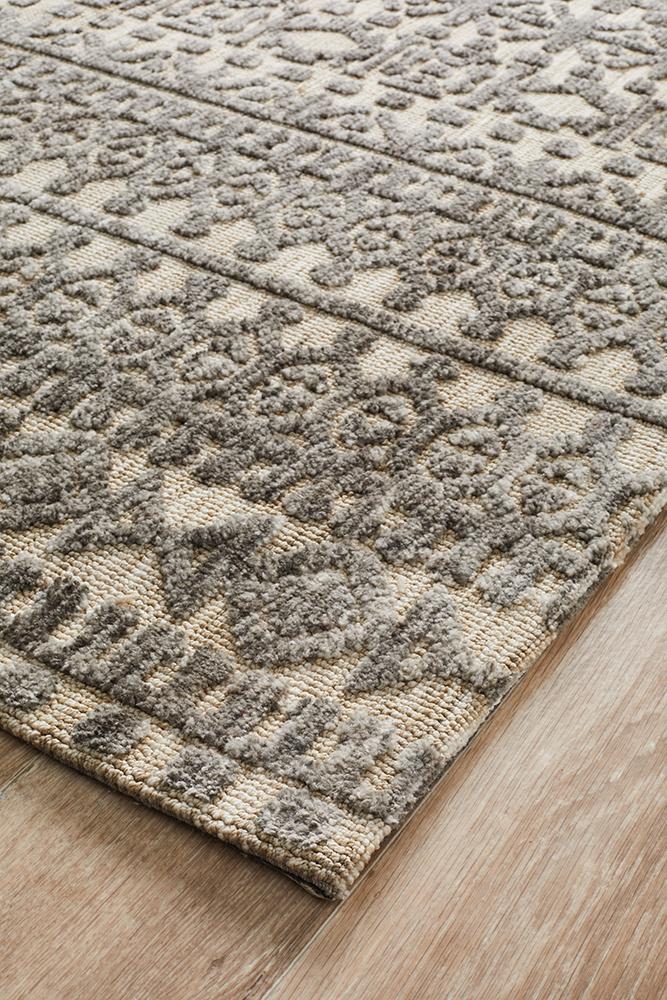 Exquisite Levi Jemma Natural Grey Microfibre Polyester Rug