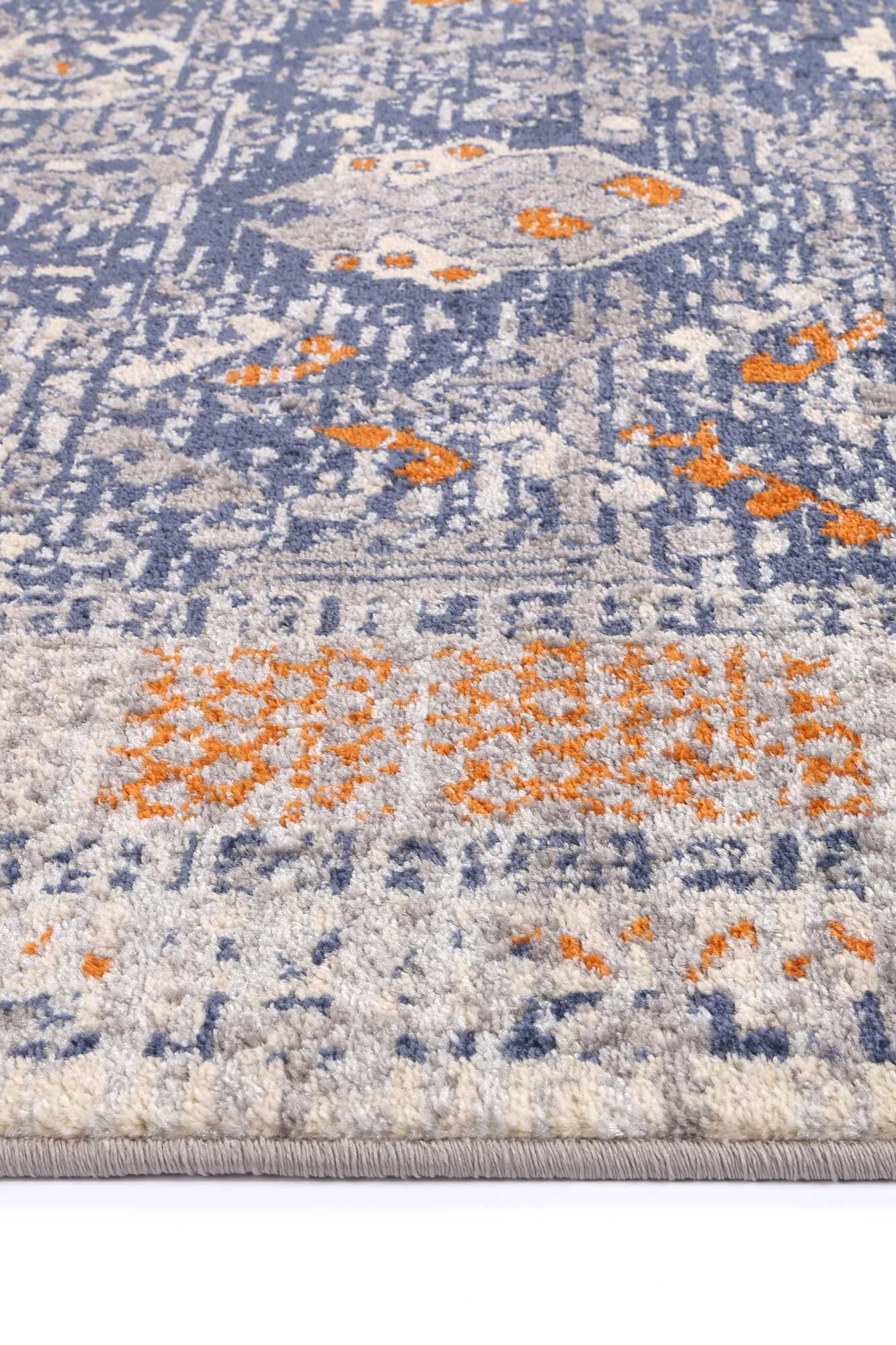 Peru Santiago Blue & Cream Rug: Contemporary & Long - lasting