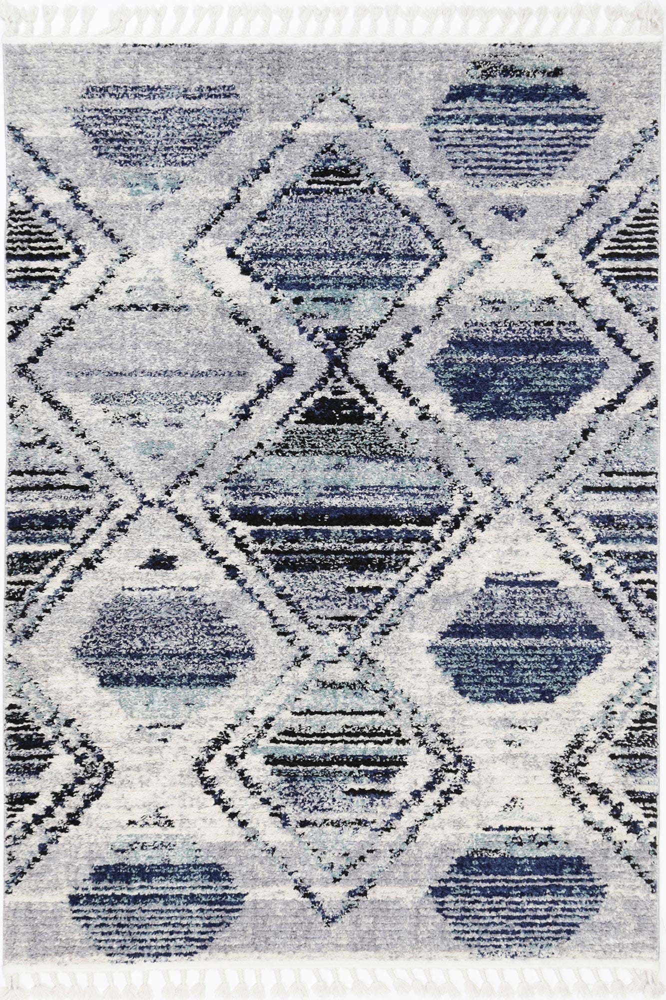 Stylish Navy Blue Geometric Diamond Rug from Myk Collection