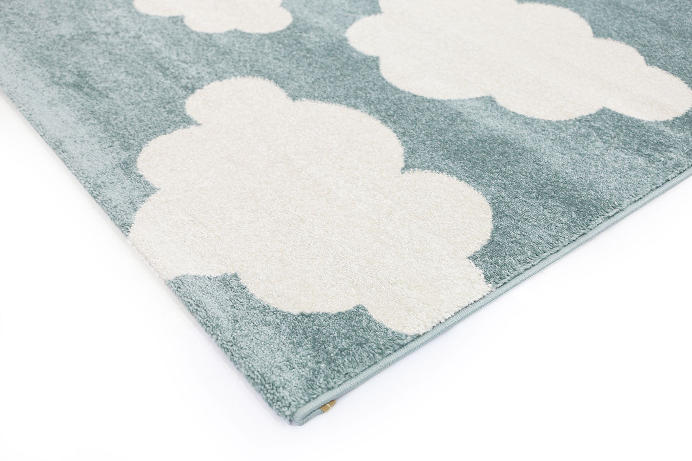 Piccolo Aqua White Cloud Washable Kids Comfort Rug for Grand Imagination