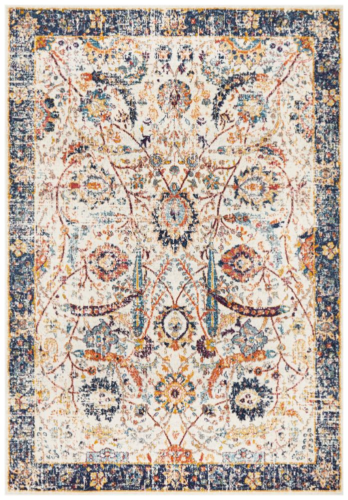 Hot Sale! Turkish-Made Evoke Peacock Ivory Transitional Polypropylene Rug