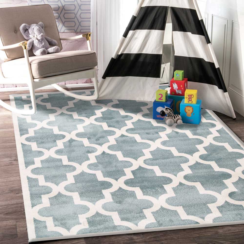 Piccolo Aqua White Rug for Kids - Spark Imagination!