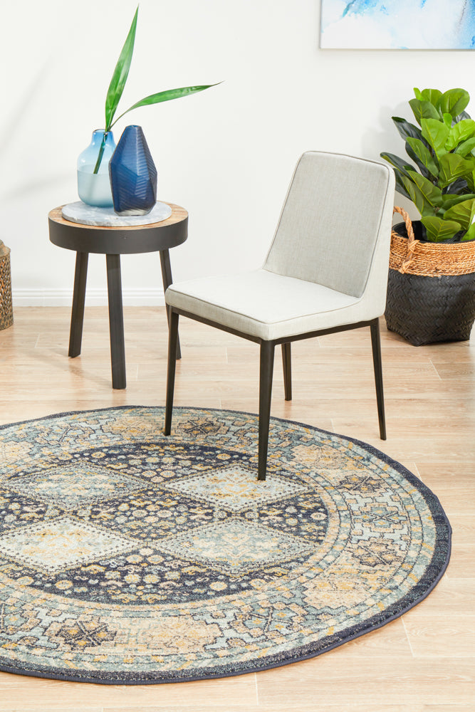 Exclusive Legacy 857 Navy Round Polypropylene Rug - Machine Woven in Turkey