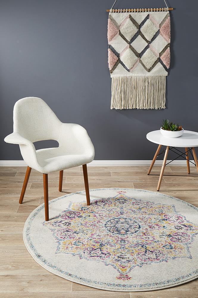 Trendy and Durable Museum Kendall Bone Round Polypropylene Rug - Perfect for Your Home