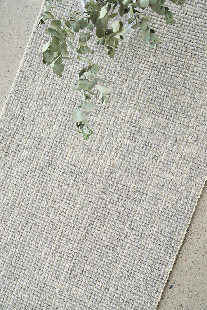 Madras Parker Dove Runner Rug - Soft Luxury, Eco-Friendly