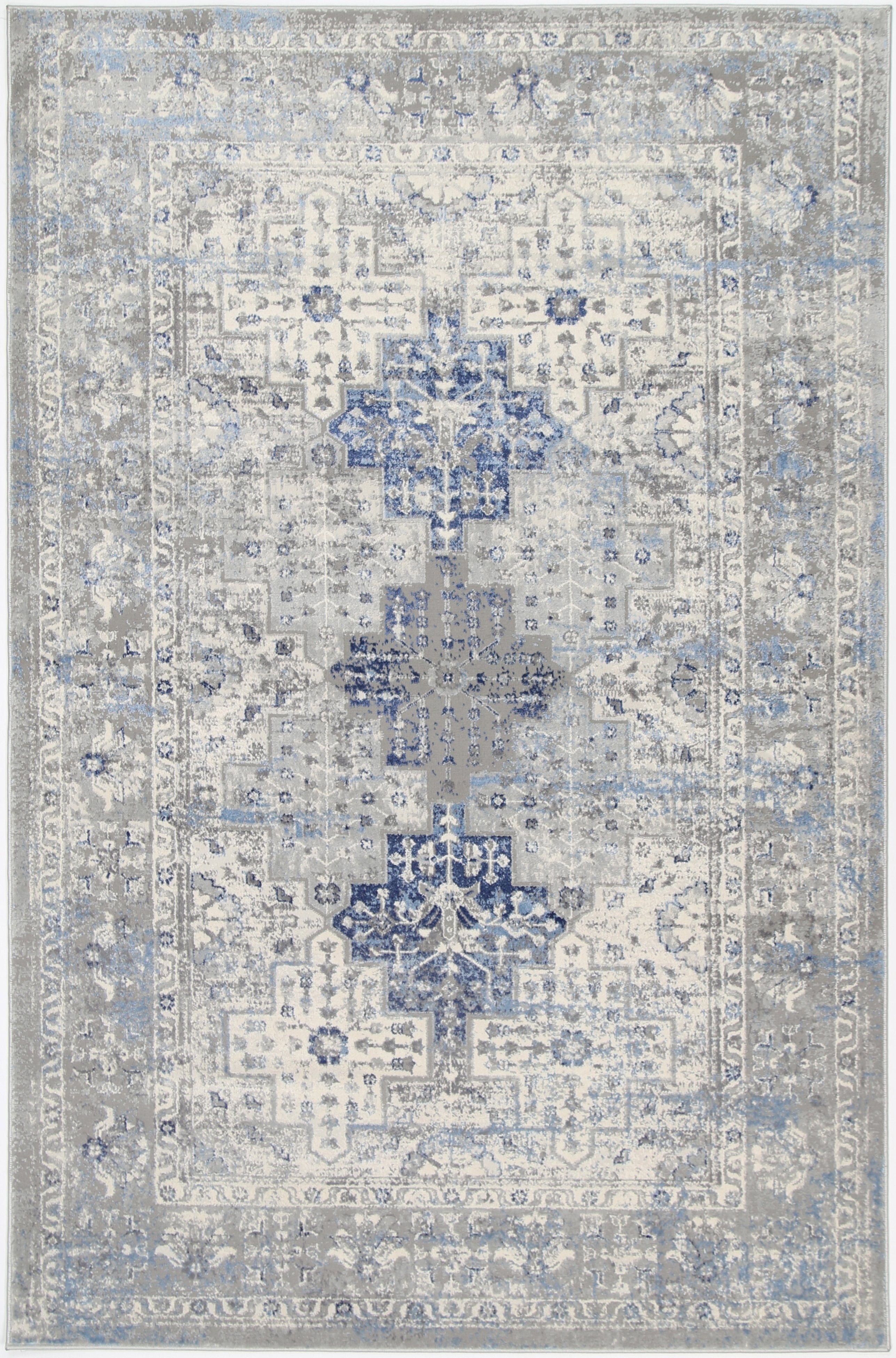 Navy Blue Amelia Oriental Rug with Trendy Abstract Designs