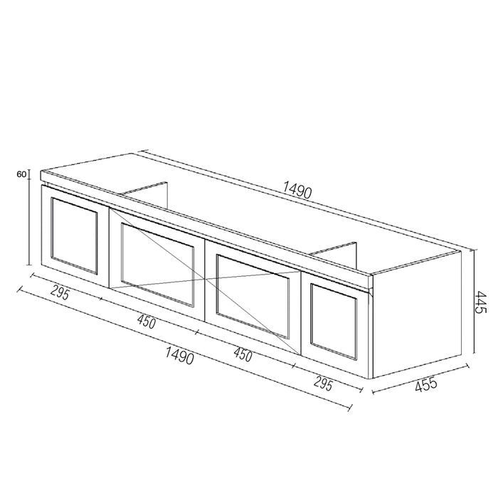 HAMPTON Mark II Wall-Hung Vanity - 1500mm Matte Black, Stylish Storage Solution