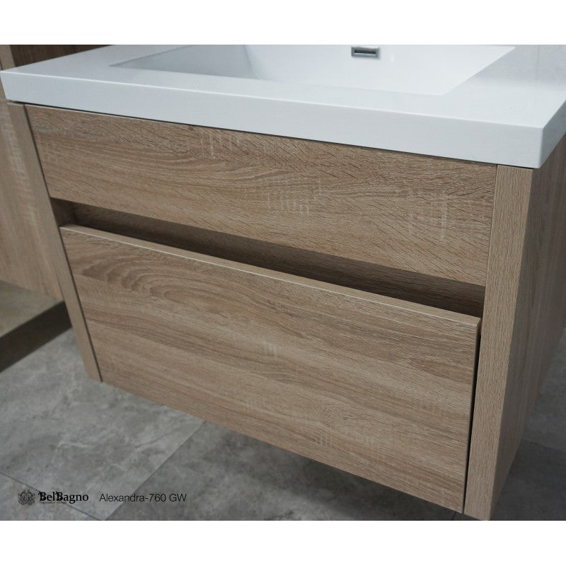 ALEXANDRA White Oak Wall - Hung Vanity Cabinet 760mm - Great Deal!