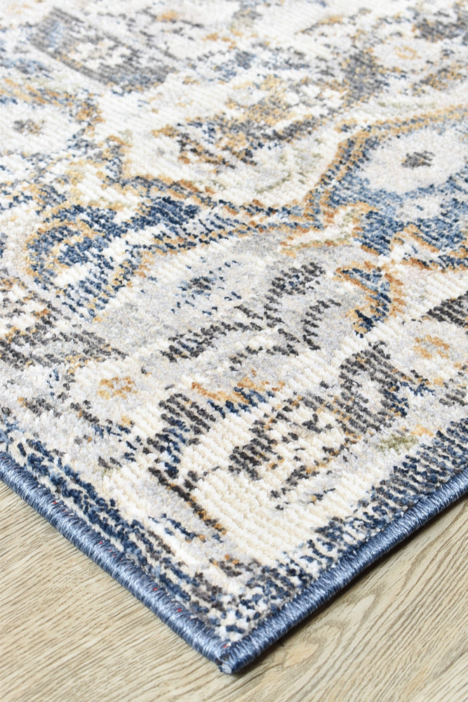 Trendy and Elegant Medina Dark Blue Machine - Made Polypropylene Rug 0318A