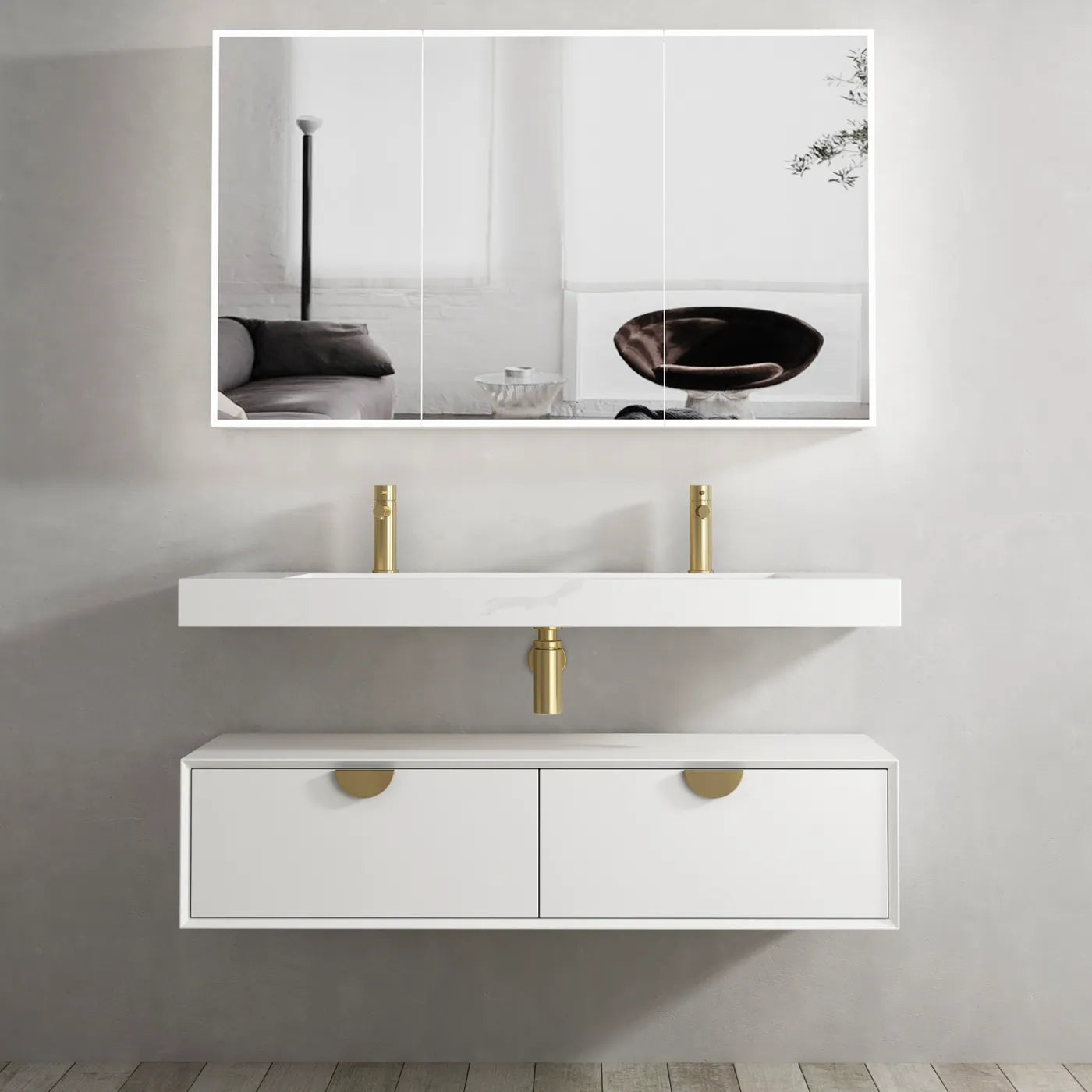 Hot Deal! Moonlight Solid Surface Rectangle Basin (1200x460x80) with Optional Mixer & Bottle Trap