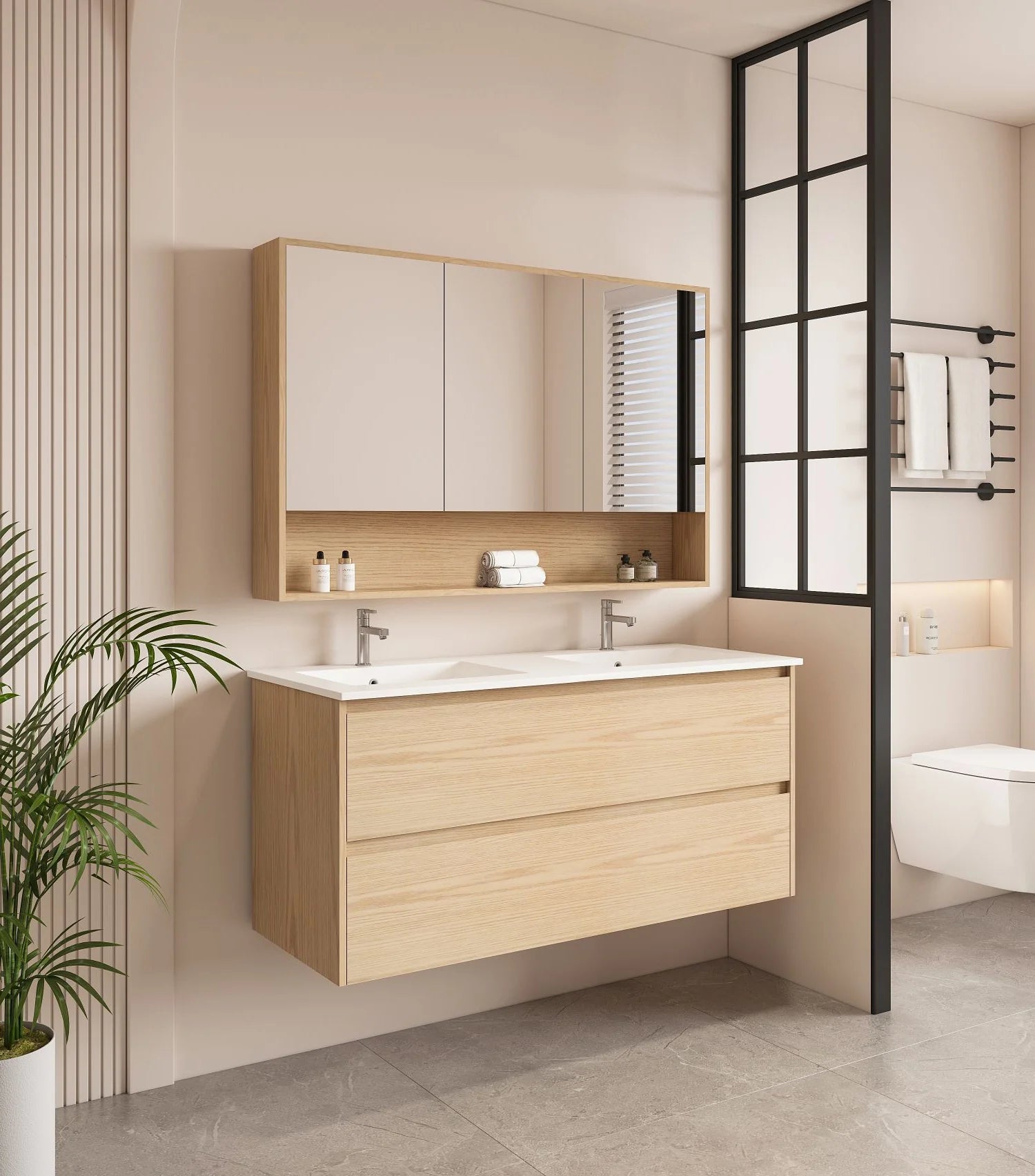 HERA MDF Wall-Mounted Tas Oak Vanity Cabinet in Various Sizes