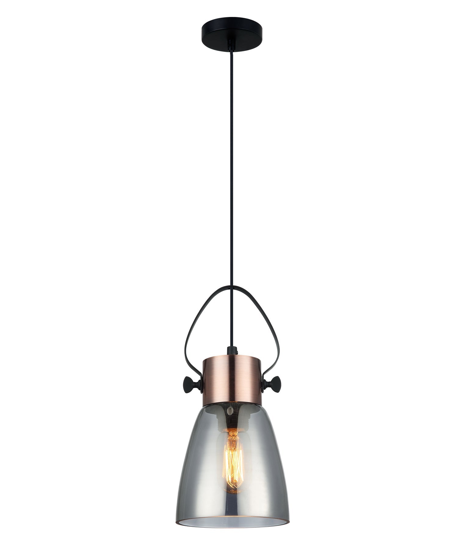 Hot Sale! FUMOSO Ellipse-Shaped Smoke Glass Interior Single Pendant Light