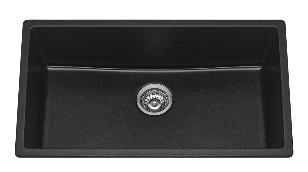790 x 460mm Single Bowl Fomos Sink - Durable Black Granite