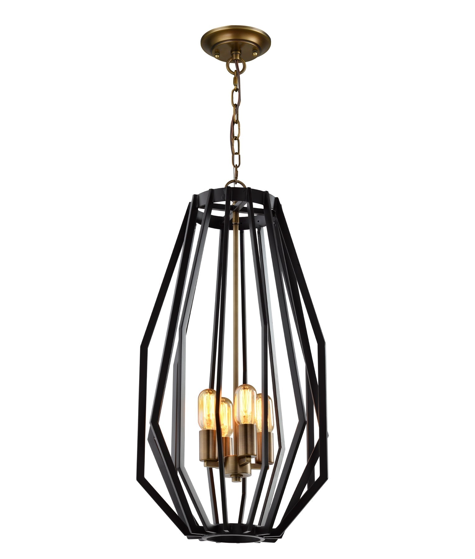 GAMBA Industrial Rustic Single Narrow Angular Cage Pendant Light - Ideal for Indoor Decor
